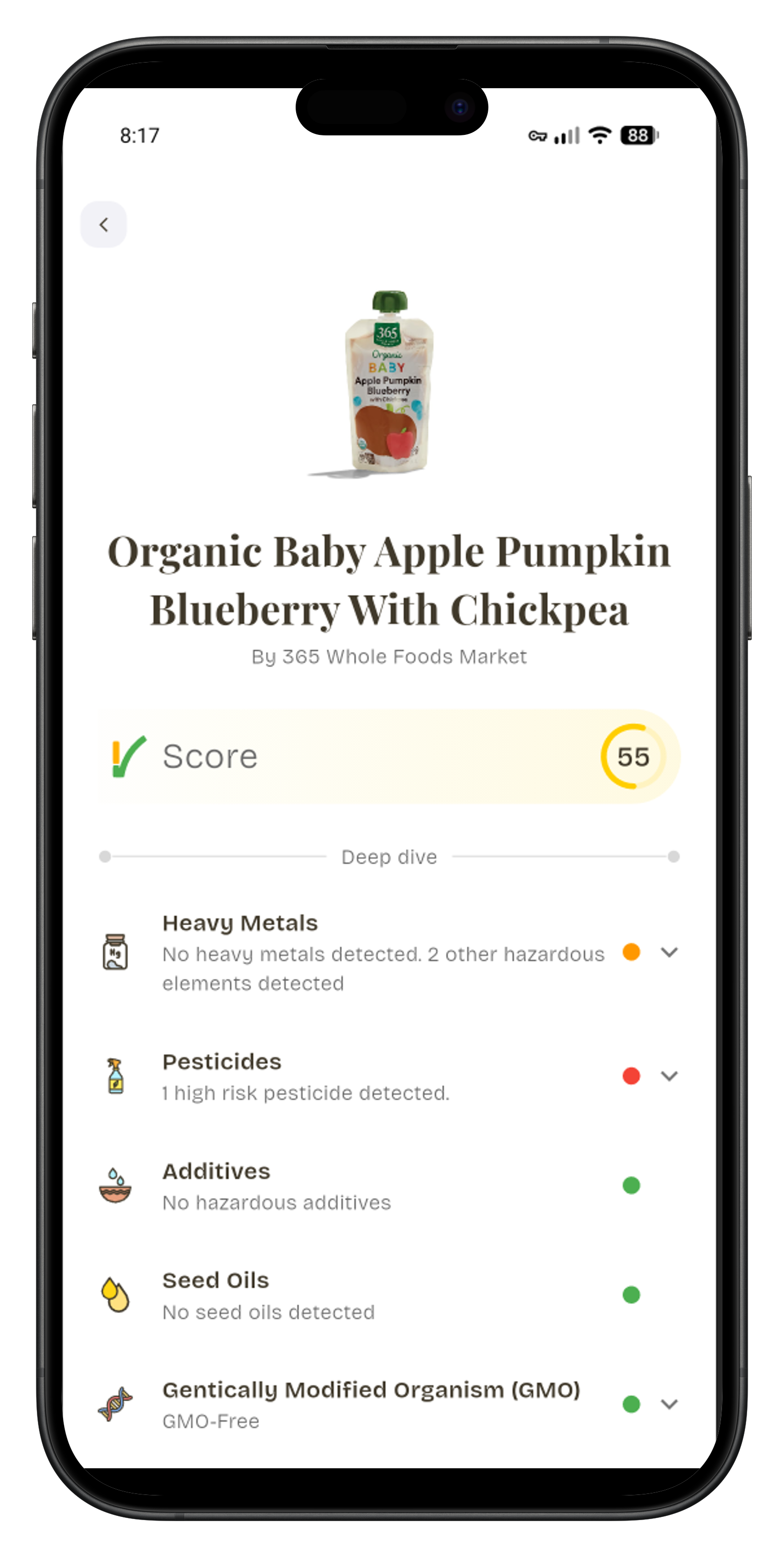 VeriFoods app screenshot